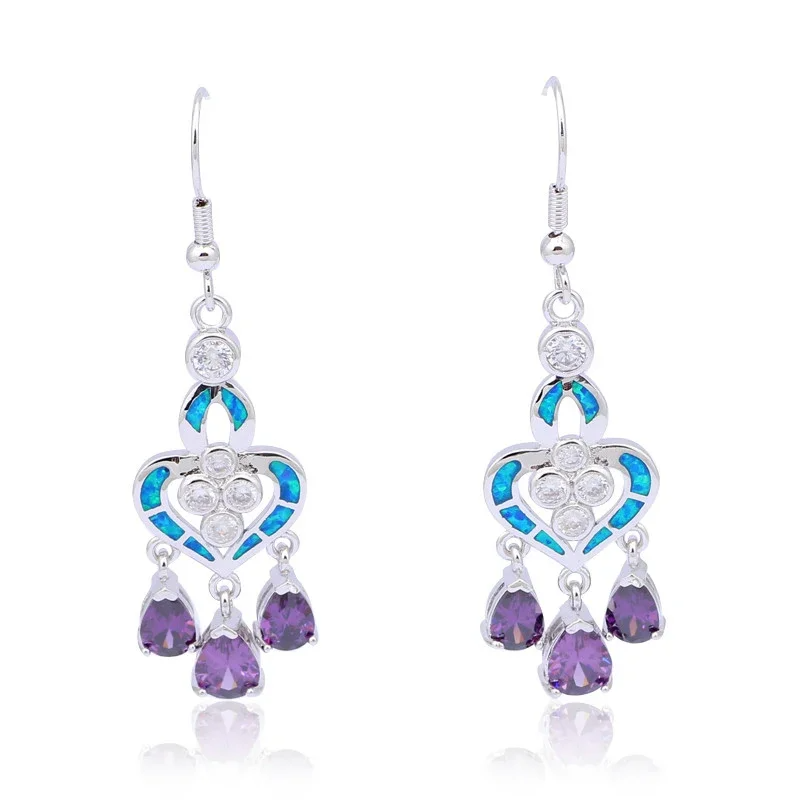 Opal Earrings Dangle - Brincos em Forma de Coração com