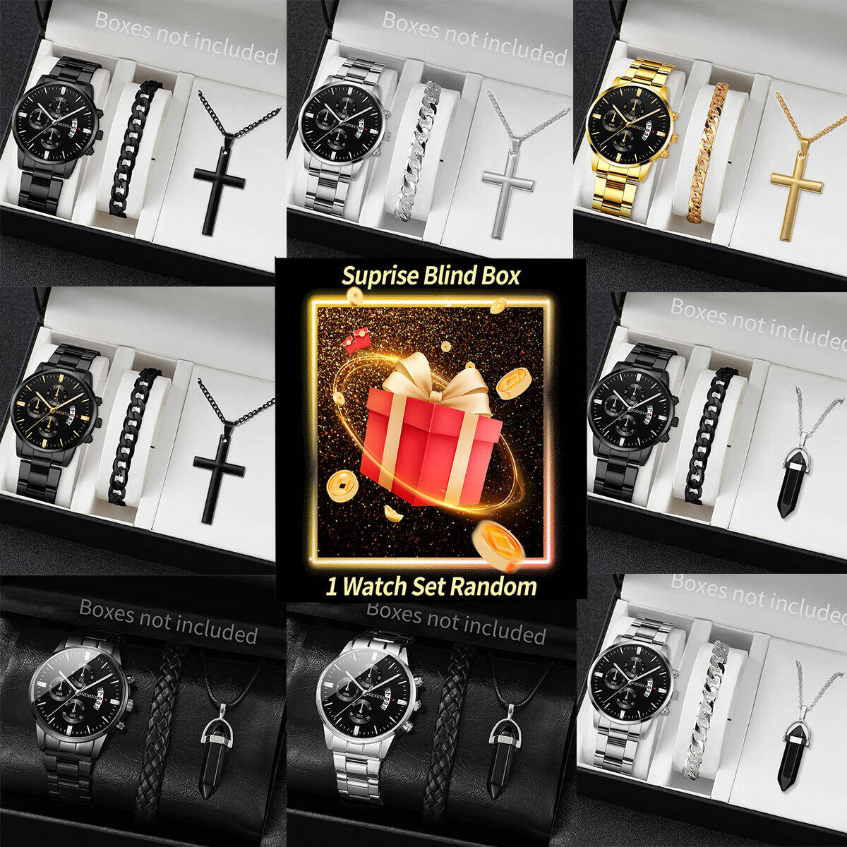 Jewelry And Watches Box - Relógio misterioso surpresa caixa cega-3pcs/set moda