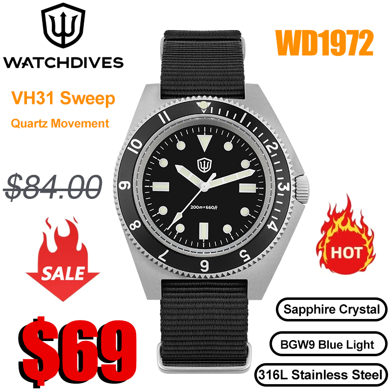 Vintage Pocket Watch - Watchdives wd1972 relógio de quartzo vh31