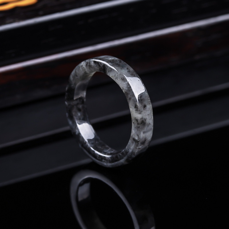 Jewelry & Watches Ltd - Anel de jadeíta negra tipo gelo,