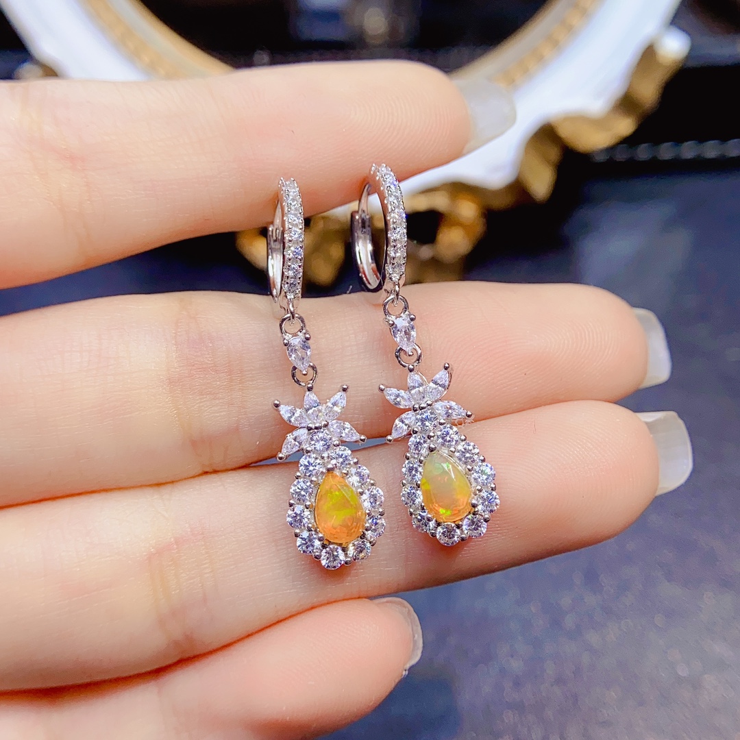 925 prata esterlina clássico n - Opal Earrings Dangle avaliação e preço