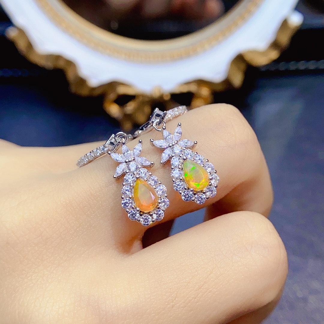 925 prata esterlina clássico n - Opal Earrings Dangle avaliação e preço