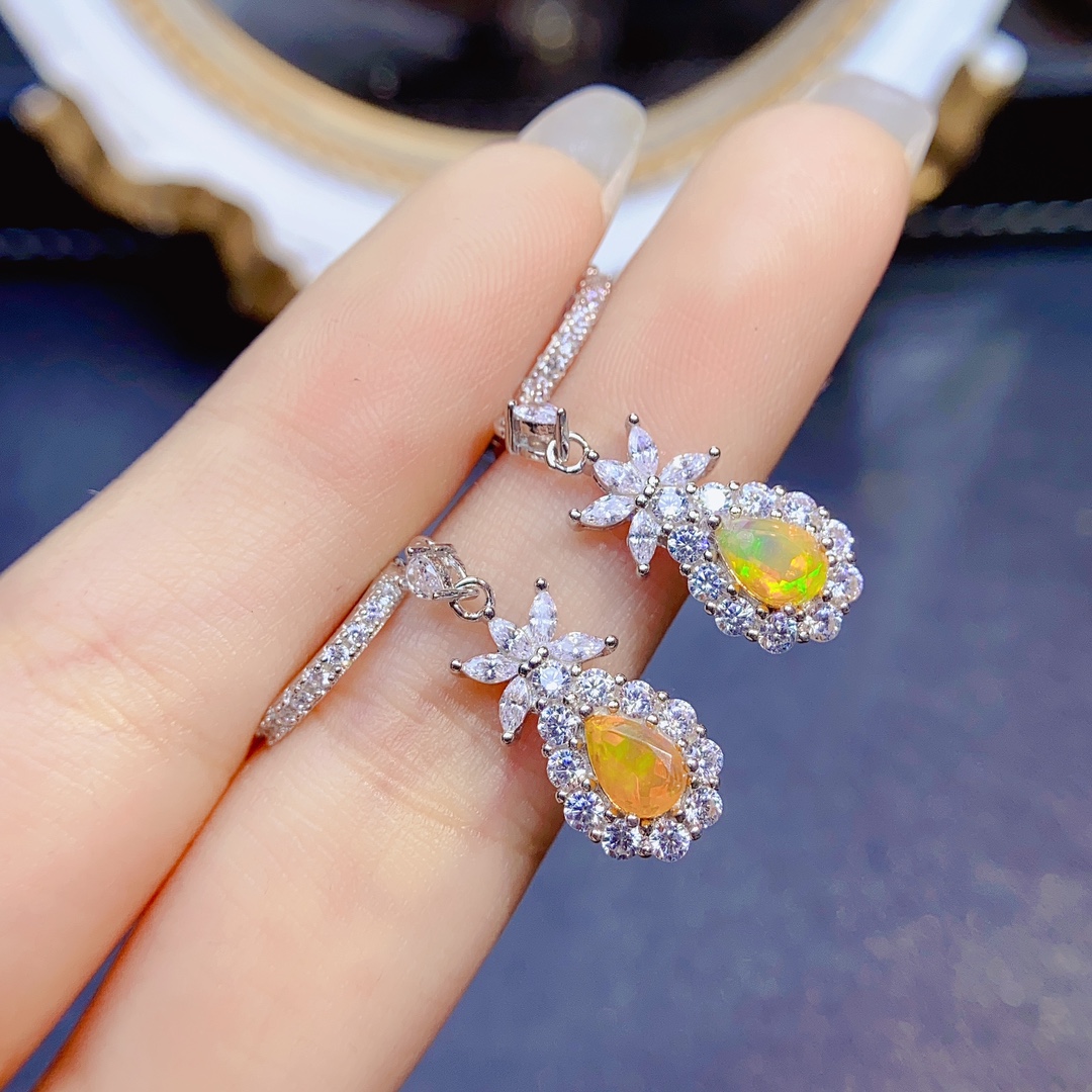 925 prata esterlina clássico n - Opal Earrings Dangle avaliação e preço