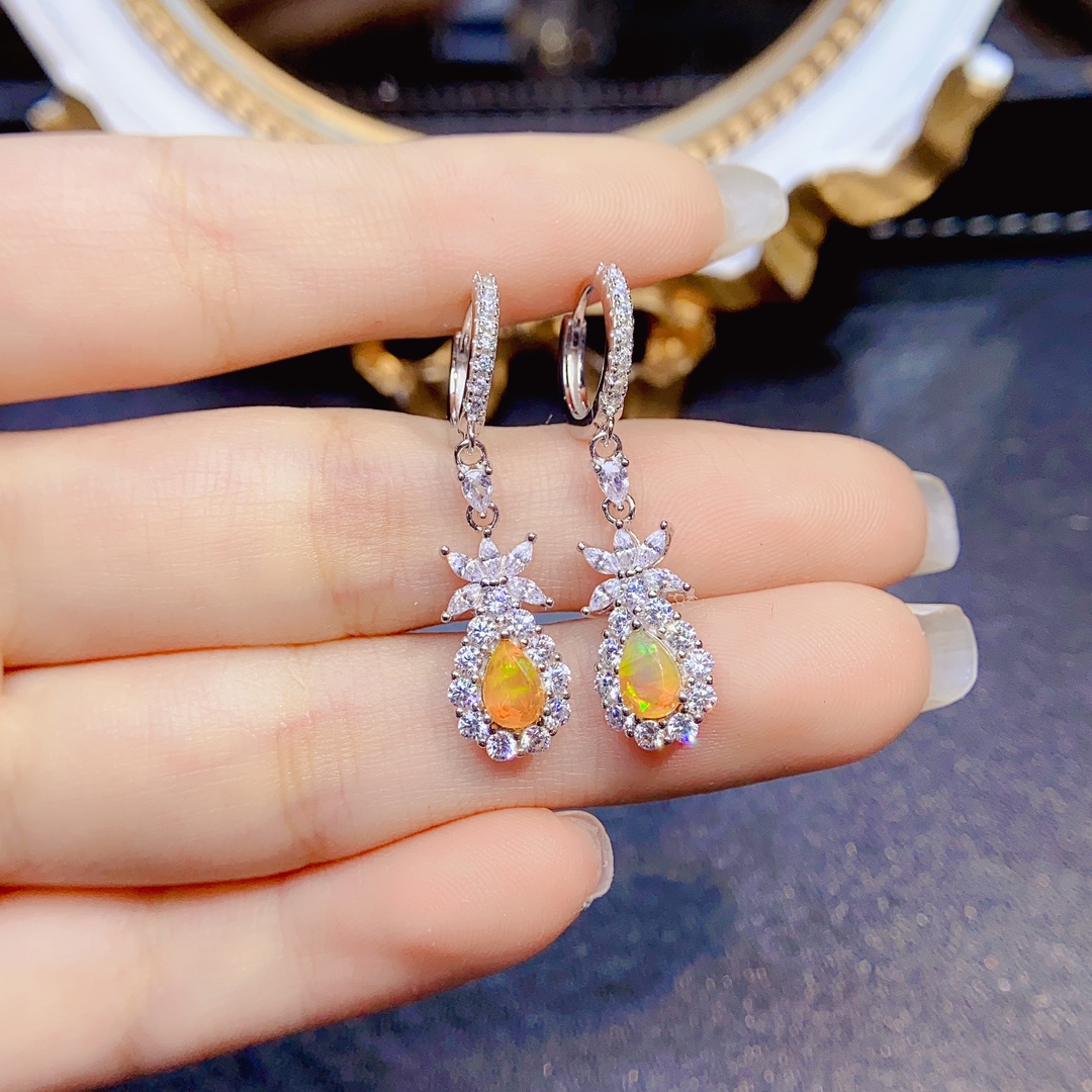 925 prata esterlina clássico n - Opal Earrings Dangle avaliação e preço