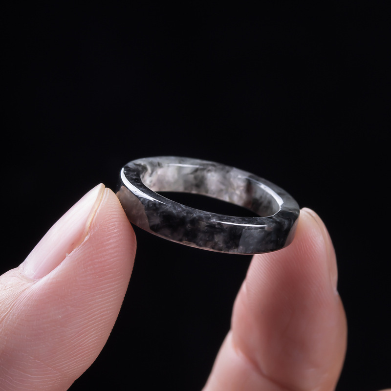Anel de jadeíta negra tipo gel - Jewelry & Watches Ltd avaliação e preço